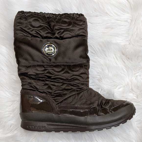 Coach chocolate brown tall winter boots - Picture 1 of 11